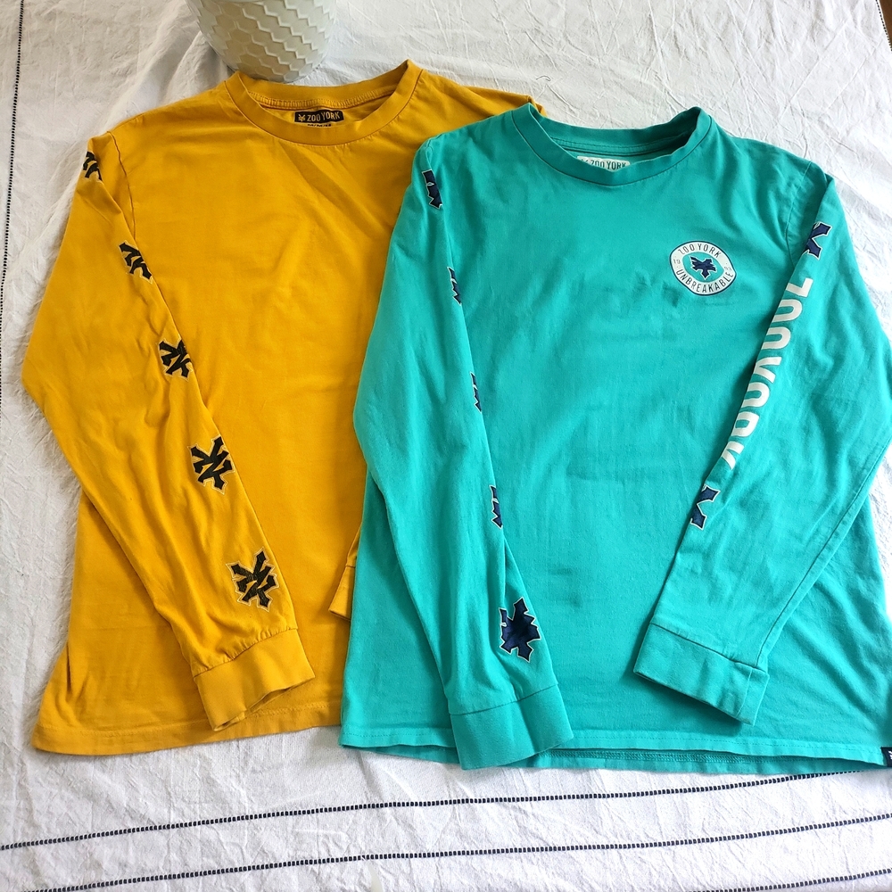 Zoo York Mustard and Aqua Long Sleeve Shirts